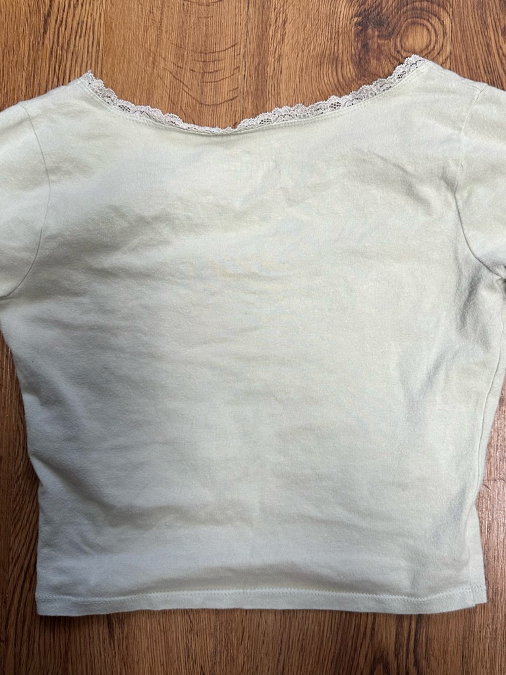 Hollister Sage Green Lace Trim Baby Tee - Picture 5 of 7